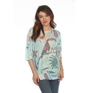 Exotic Toucan Bird Whimsical Floral Top